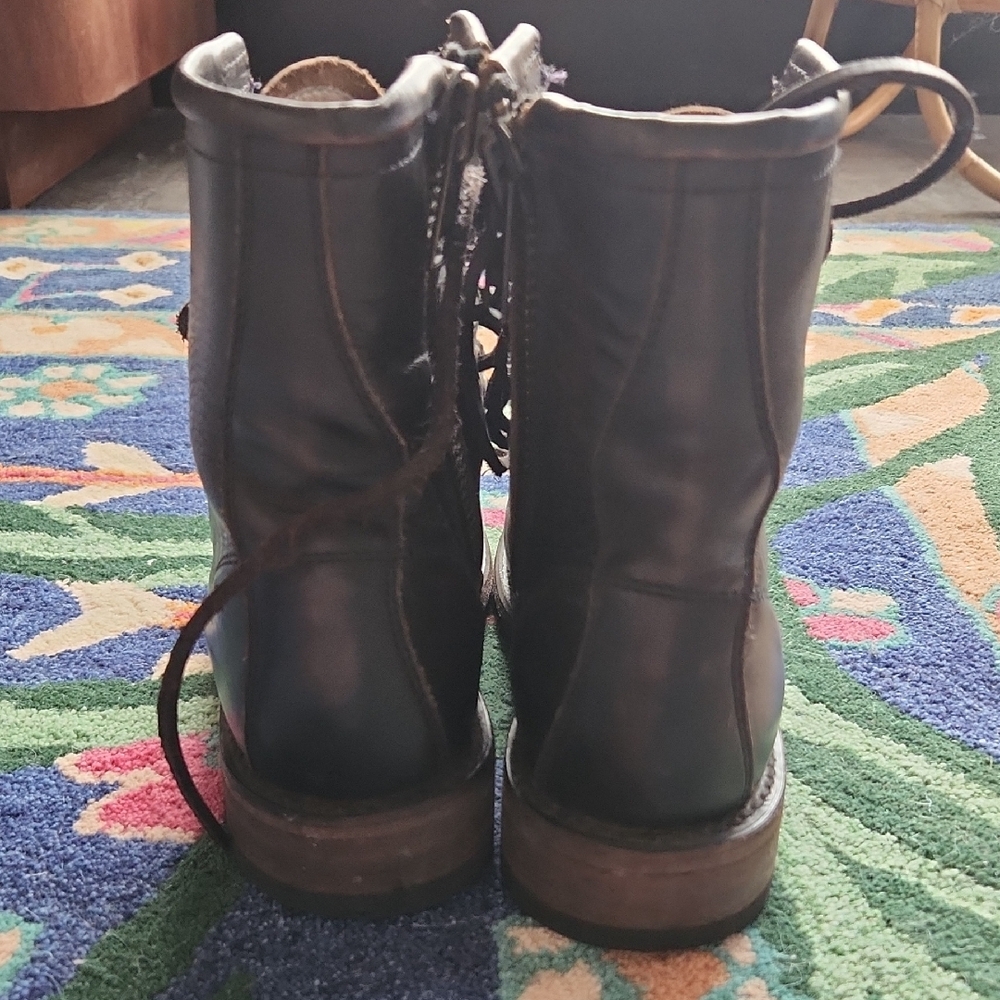 Freebird by Steven Manchester Leather Combat Boots - 7 - Picture 12 of 16